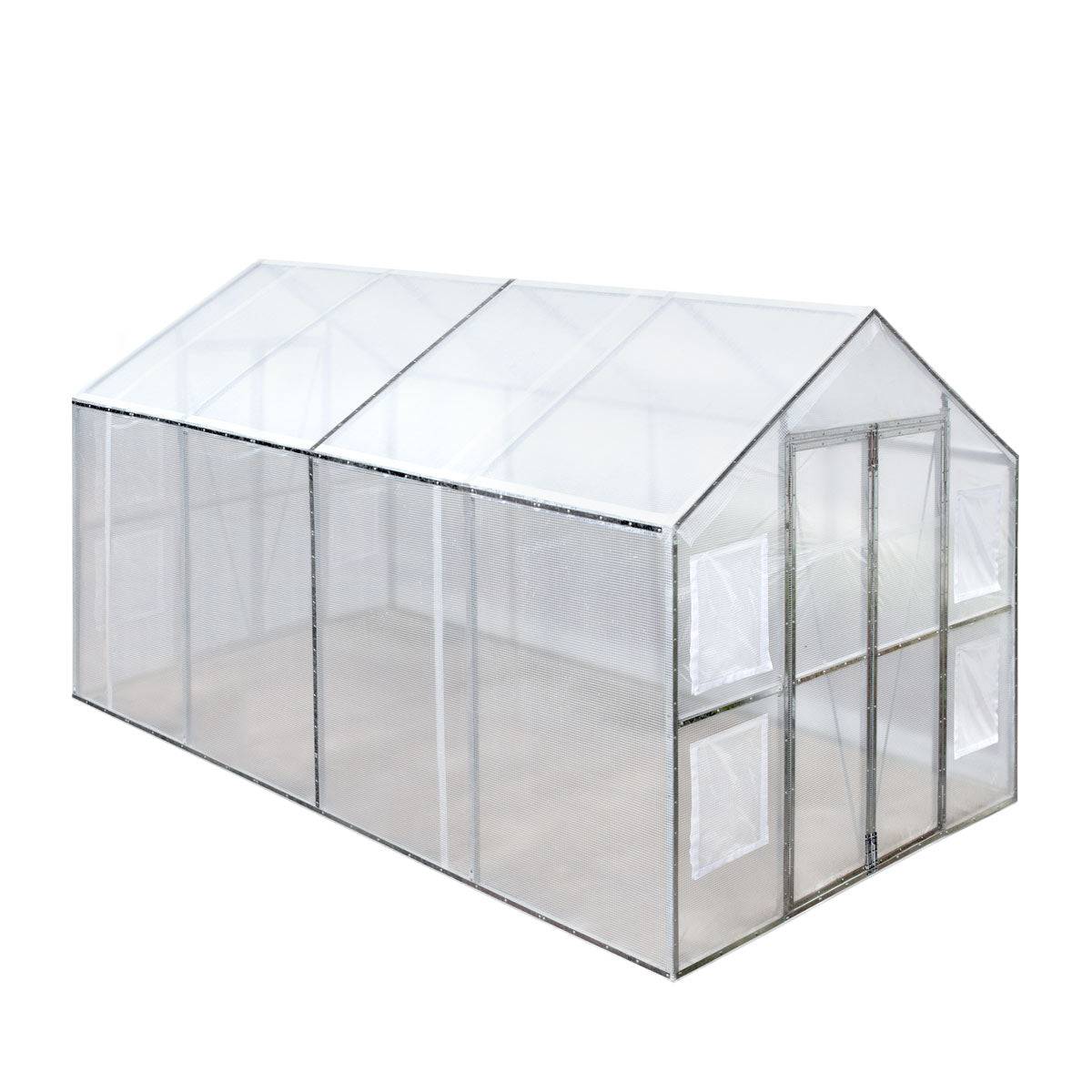 New 8’ x 13’ Greenhouse Grow Tent w/20 Mil Ripstop Leno Mesh PVC Cover, Galvanized Steel Frame, Roll-up Windows