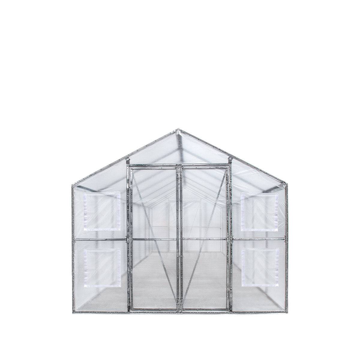 New 8’ x 26’ Greenhouse Grow Tent w/20 Mil Ripstop Leno Mesh PVC Cover, Galvanized Steel Frame, Roll-up Windows