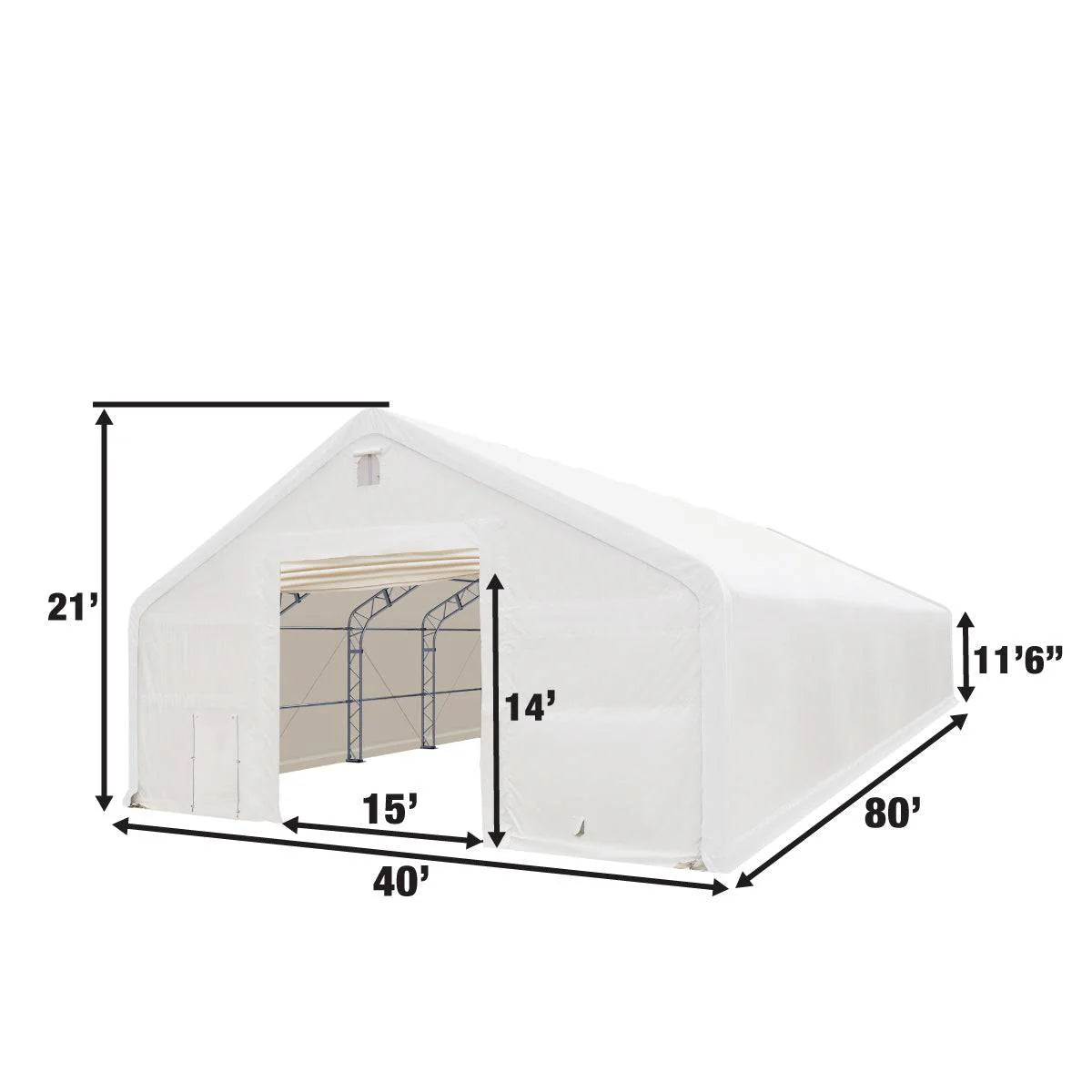 New 40' x 80' Dual Truss Storage Shelter with Heavy Duty 21 oz PVC Cover & Drive Through Doors