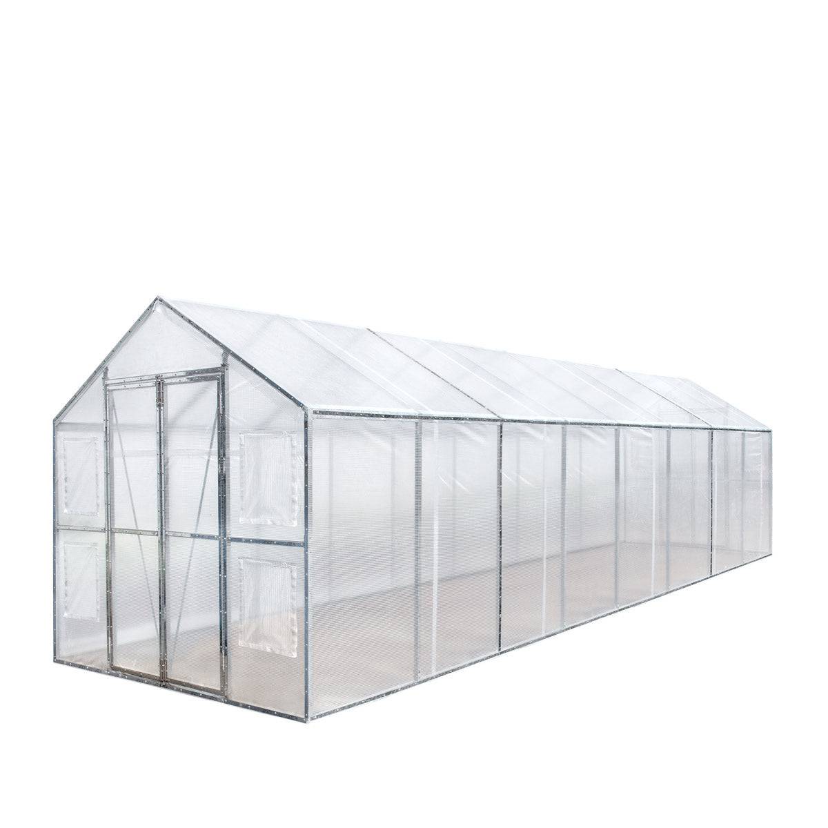 New 8’ x 26’ Greenhouse Grow Tent w/20 Mil Ripstop Leno Mesh PVC Cover, Galvanized Steel Frame, Roll-up Windows