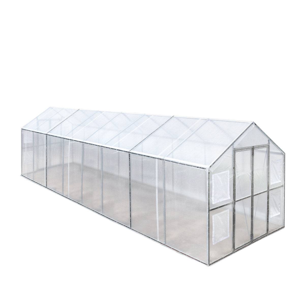 New 8’ x 26’ Greenhouse Grow Tent w/20 Mil Ripstop Leno Mesh PVC Cover, Galvanized Steel Frame, Roll-up Windows