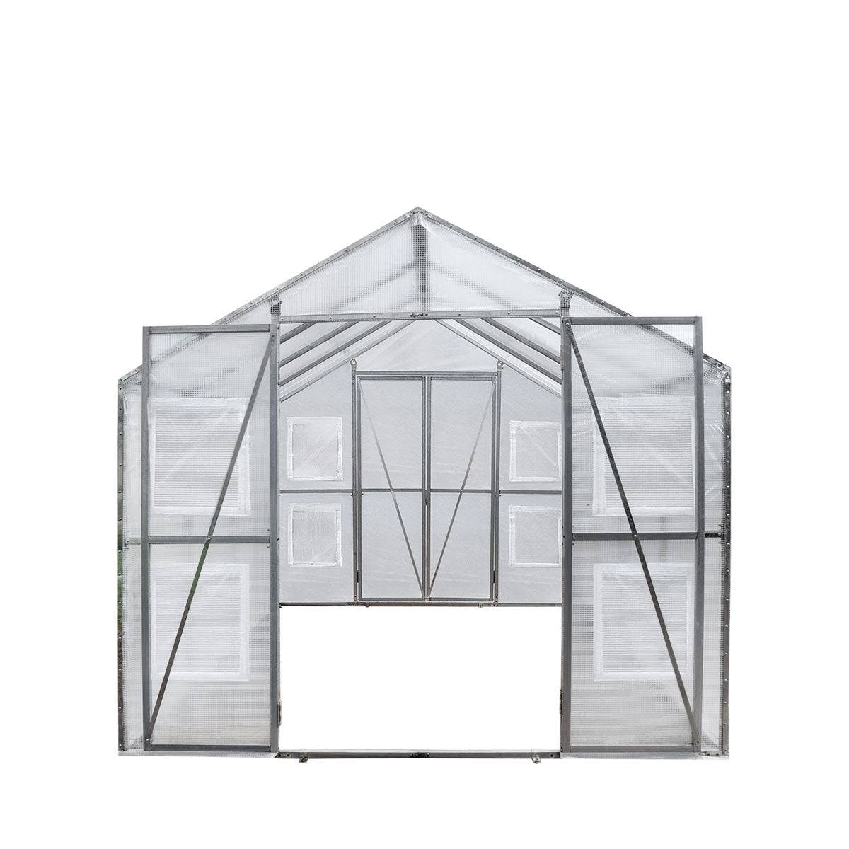 New 8’ x 13’ Greenhouse Grow Tent w/20 Mil Ripstop Leno Mesh PVC Cover, Galvanized Steel Frame, Roll-up Windows