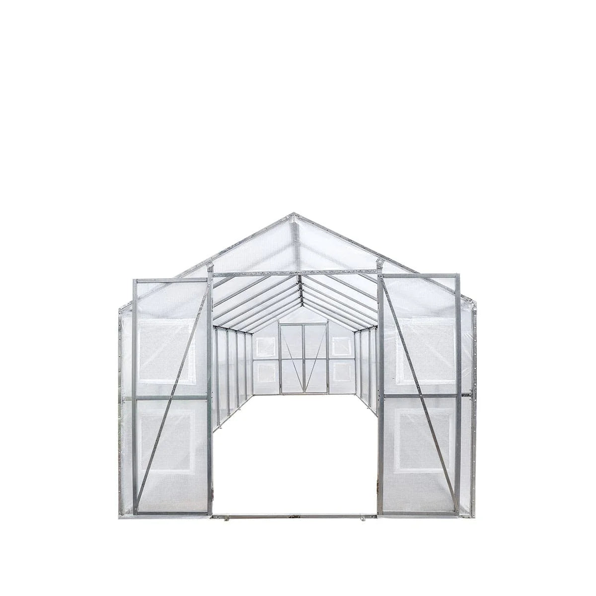 New 8’ x 26’ Greenhouse Grow Tent w/20 Mil Ripstop Leno Mesh PVC Cover, Galvanized Steel Frame, Roll-up Windows