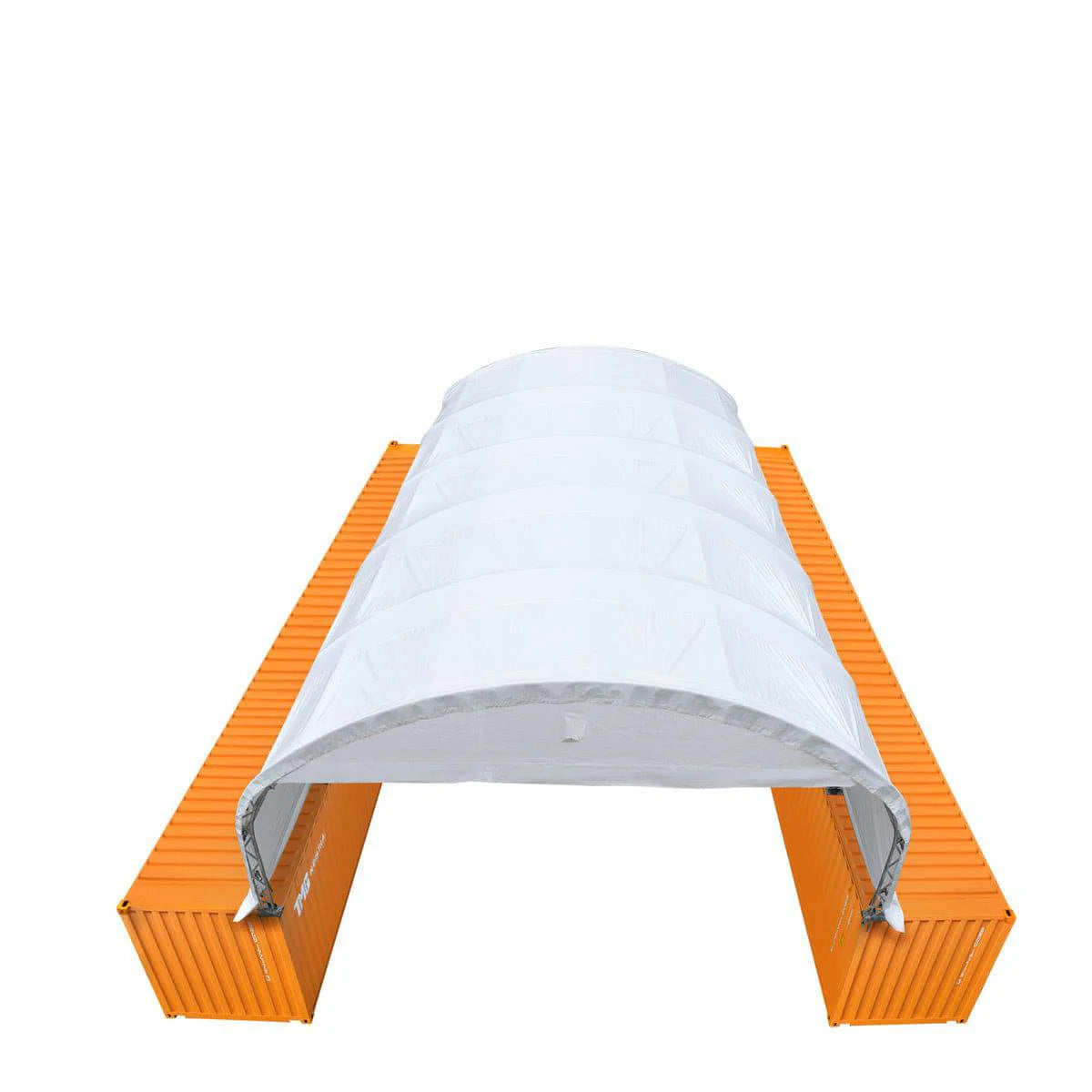 New 30' x 40' Dual Truss Container Shelter with Heavy Duty 17 oz PVC Cover, Enclosed End Wall & Front Drop