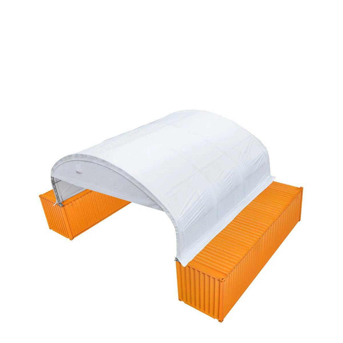 New 30' x 20' Dual Truss Container Shelter with Heavy Duty 17 oz PVC Cover, Enclosed End Wall & Front Drop