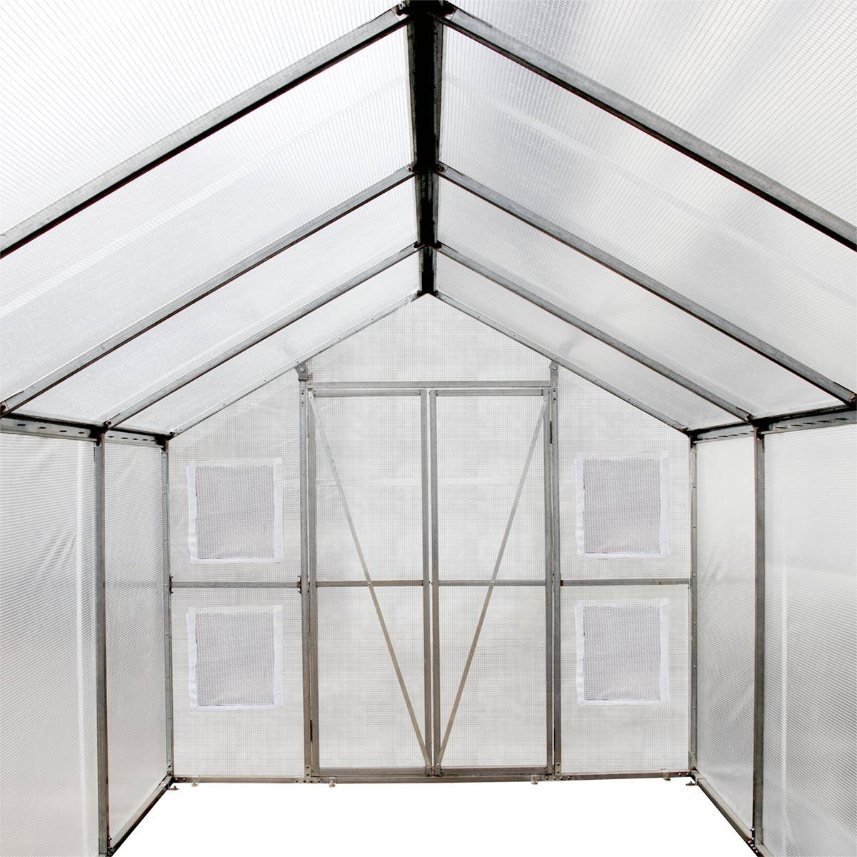 New 8’ x 26’ Greenhouse Grow Tent w/20 Mil Ripstop Leno Mesh PVC Cover, Galvanized Steel Frame, Roll-up Windows