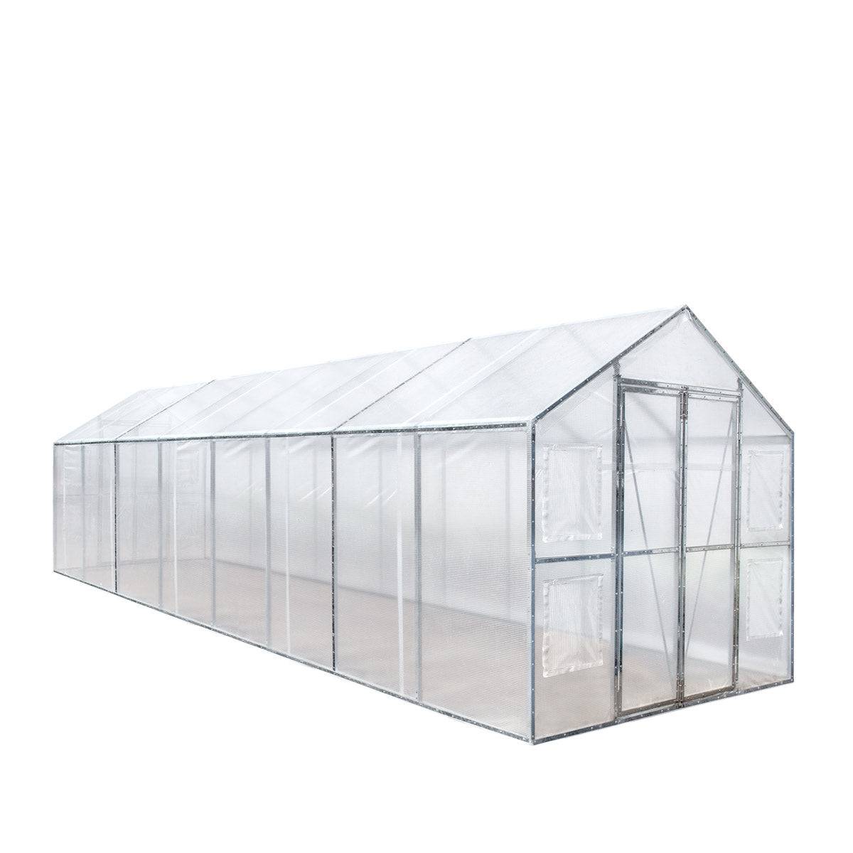 New 8’ x 26’ Greenhouse Grow Tent w/20 Mil Ripstop Leno Mesh PVC Cover, Galvanized Steel Frame, Roll-up Windows