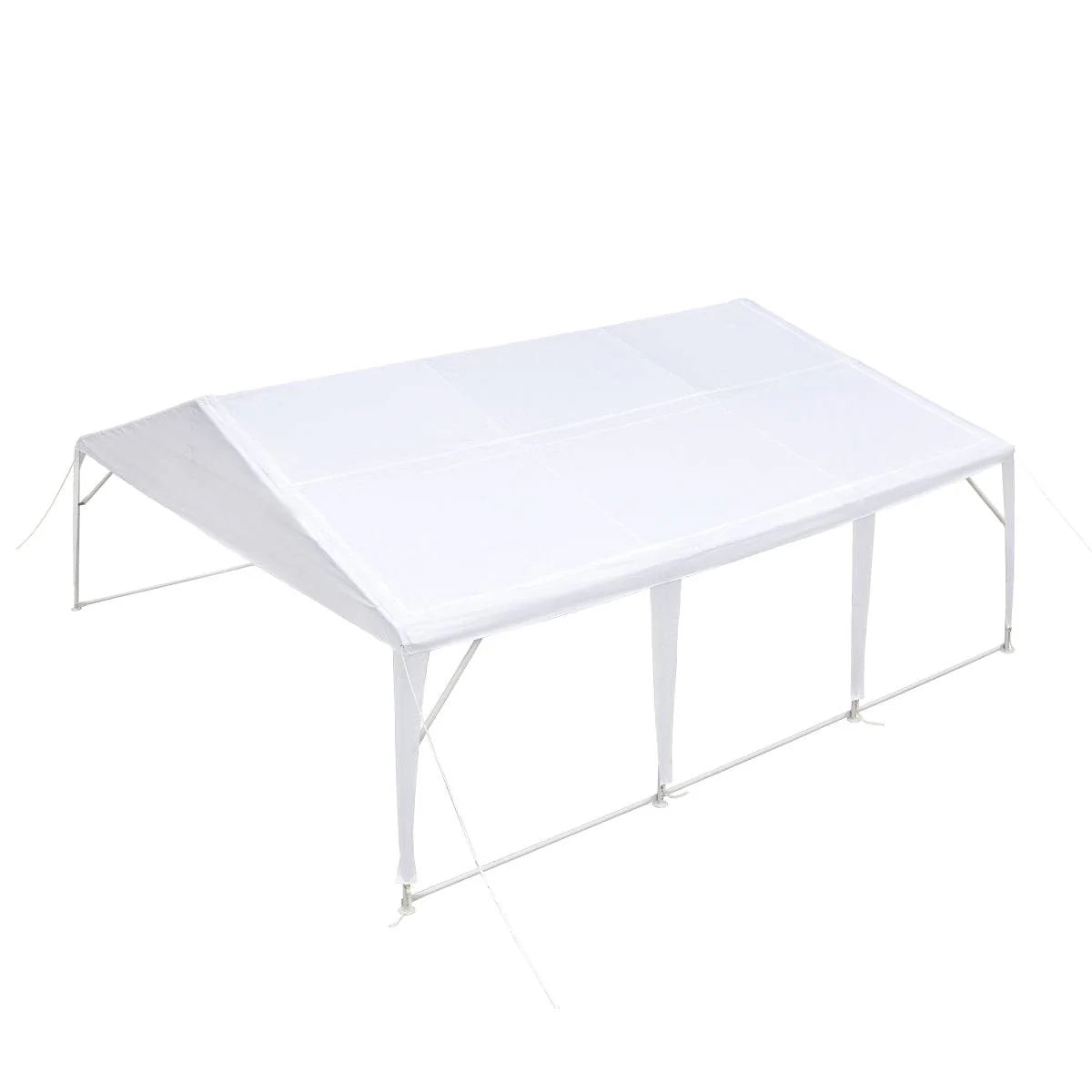 New 20’ x 20’ Heavy Duty Outdoor Party Tent, PE Tarpaulin Fabric, 6’6” Overhead, 10’ Peak Ceiling