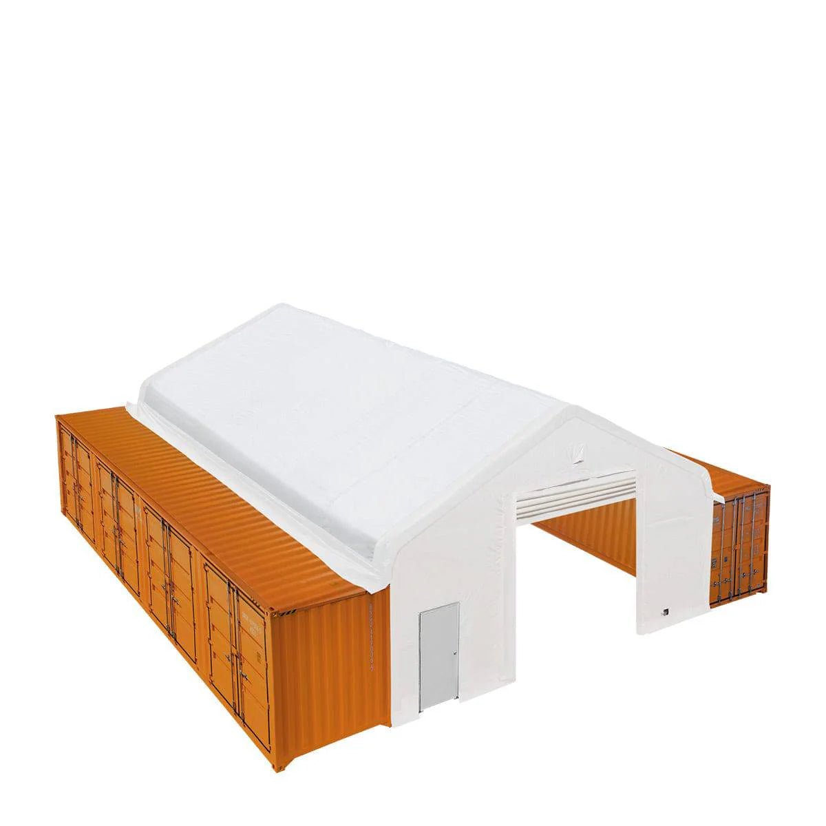 New 30' x 40' Container Peak Roof Shelter Pro Series with Heavy Duty 17 oz PVC Cover, Fully Enclosed front and back endwalls