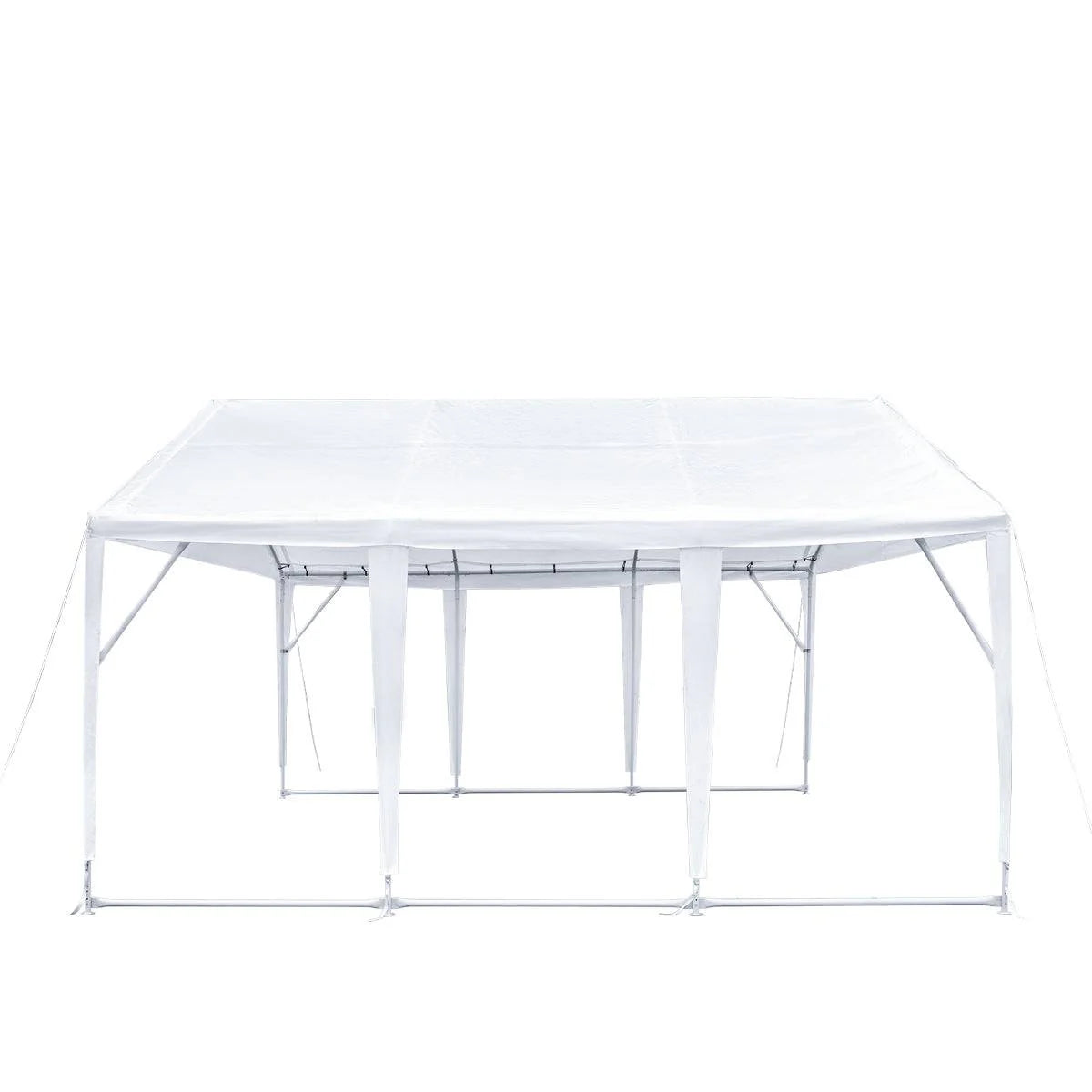 New 20’ x 20’ Heavy Duty Outdoor Party Tent, PE Tarpaulin Fabric, 6’6” Overhead, 10’ Peak Ceiling