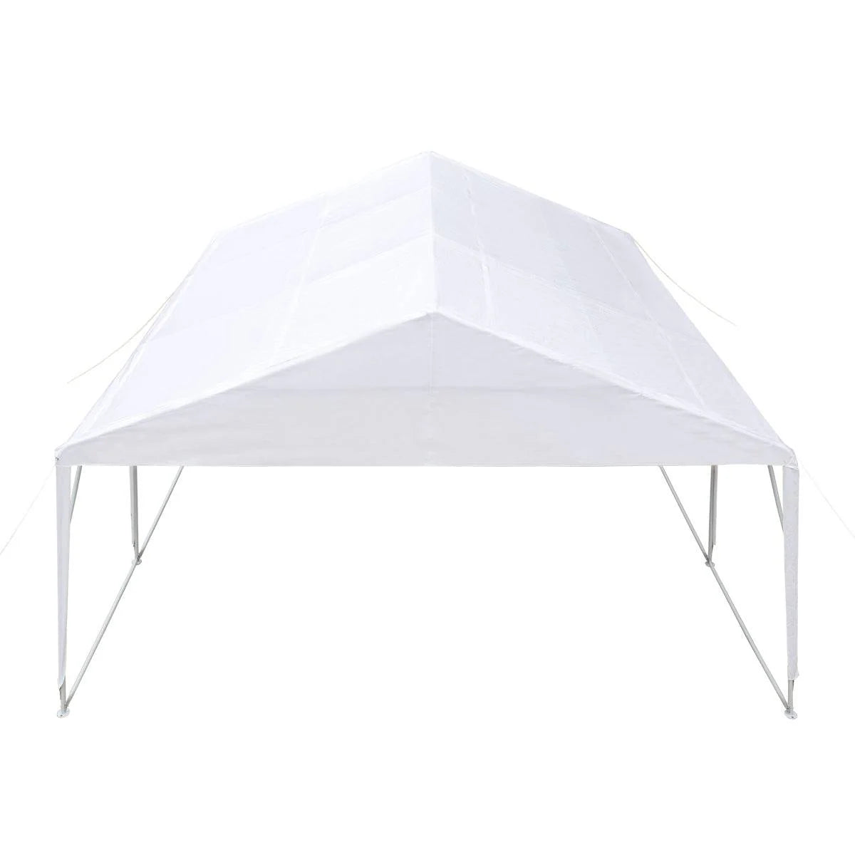 New 20’ x 20’ Heavy Duty Outdoor Party Tent, PE Tarpaulin Fabric, 6’6” Overhead, 10’ Peak Ceiling