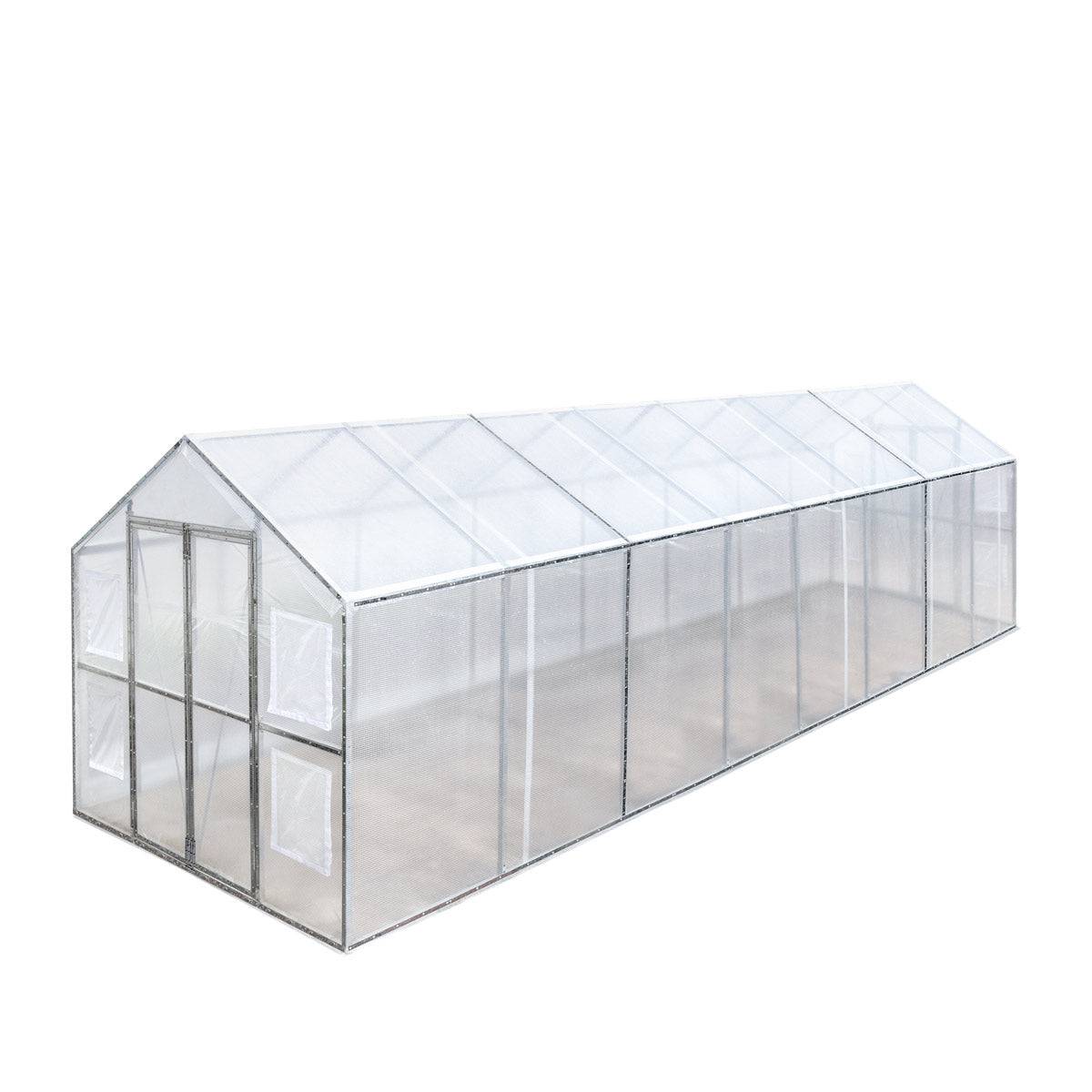 New 8’ x 26’ Greenhouse Grow Tent w/20 Mil Ripstop Leno Mesh PVC Cover, Galvanized Steel Frame, Roll-up Windows