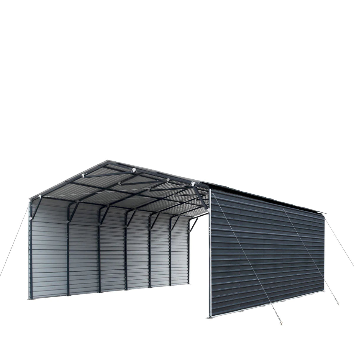 New 20’ x 30’ Metal Shed Carport, 10’ Enclosed Sidewalls, 600 Sq-Ft, 27 GA Corrugated Panels