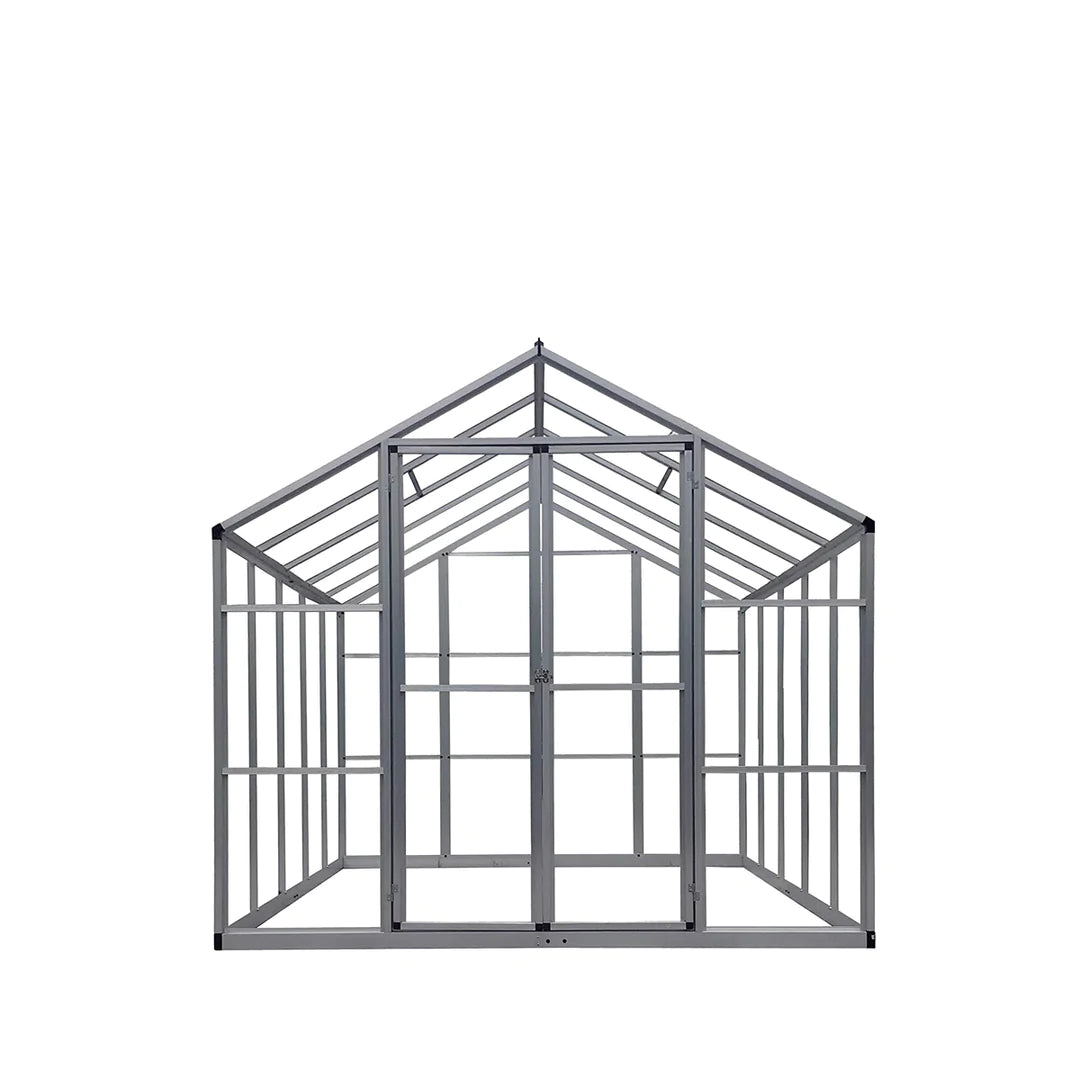 New 8' x 10' Aluminum Frame Greenhouse w/4 mm Twin Wall Polycarbonate Panels, UV Protected Panels