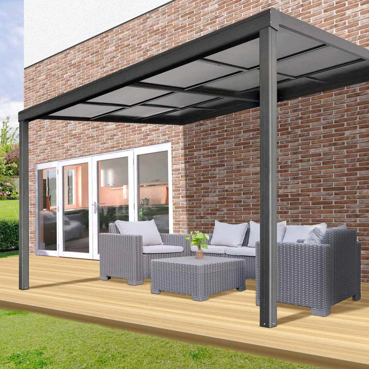 New 10' x 13' Sliding Roof Aluminum Patio Cover with Grey Panels