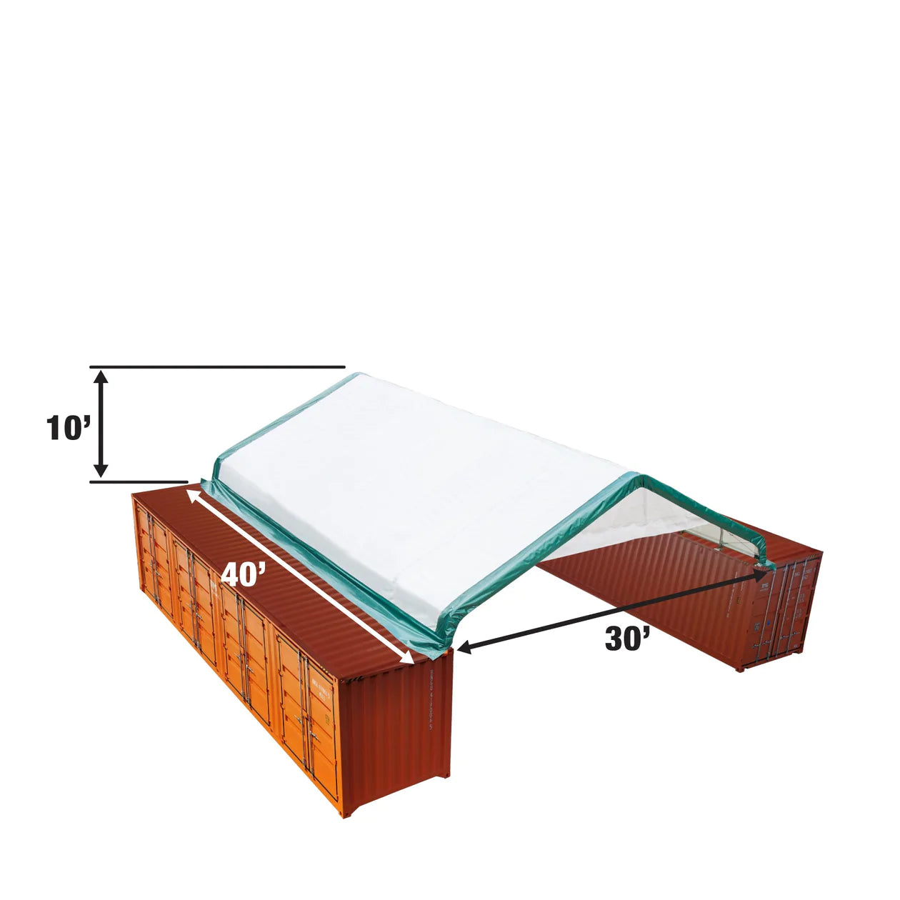 New 30' x 40' PVC Fabric Container Peak Roof Shelter with End Wall & Partial Front Drop Pro Series, Fire Retardant, Water Resistant, UV Protected