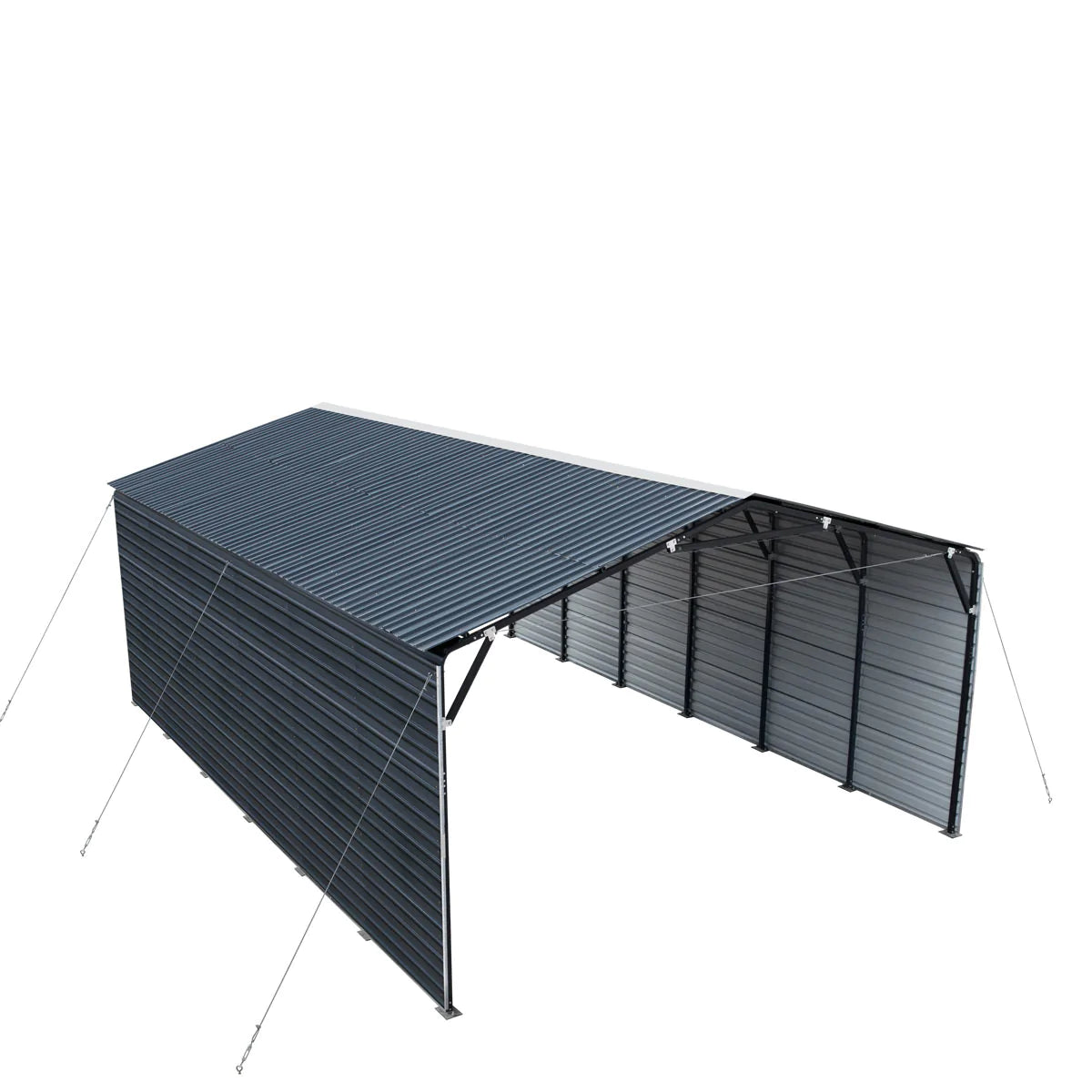 New 20’ x 30’ Metal Shed Carport, 10’ Enclosed Sidewalls, 600 Sq-Ft, 27 GA Corrugated Panels