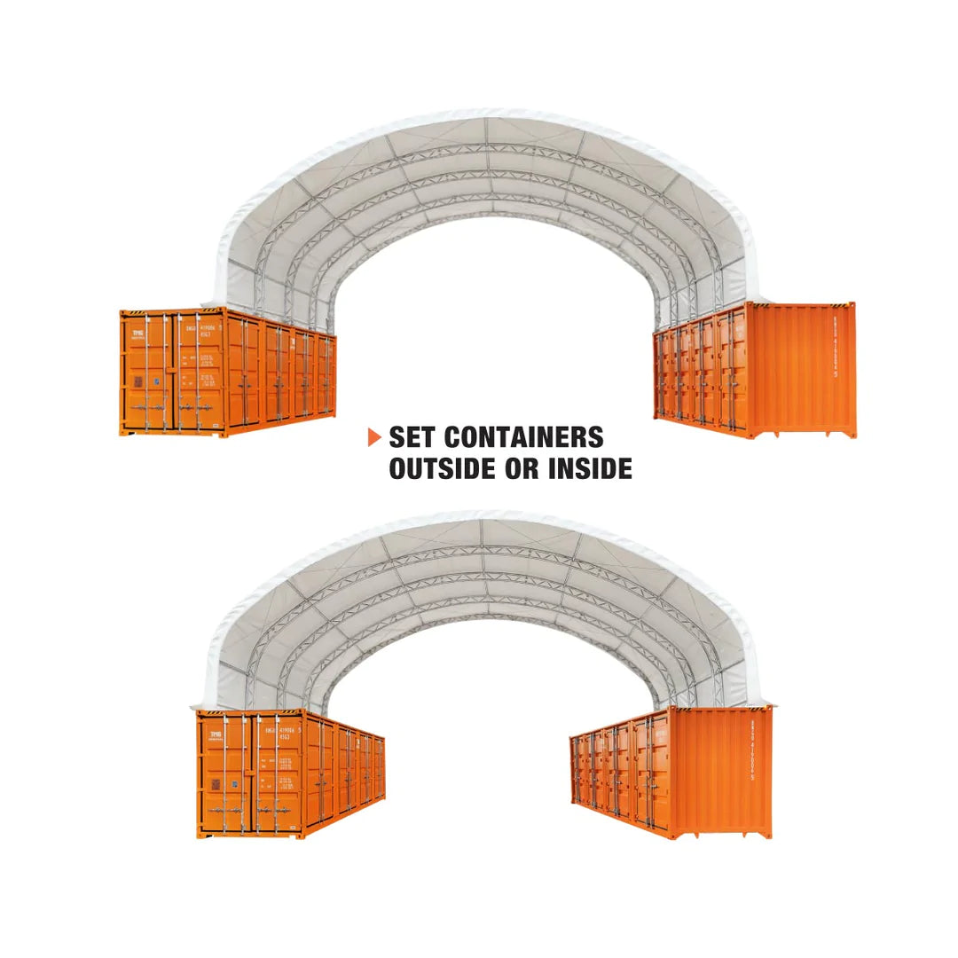 New 40' x 40' Dual Truss Container Shelter with Heavy Duty 21 oz PVC Cover