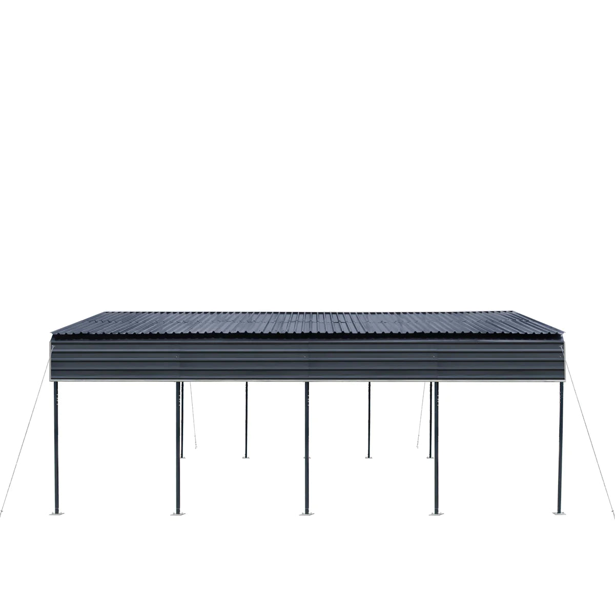 New 20’ x 20’ Metal Shed Carport, 10’ Open Sidewalls, 400 Sq-Ft, 27 GA Corrugated Panels