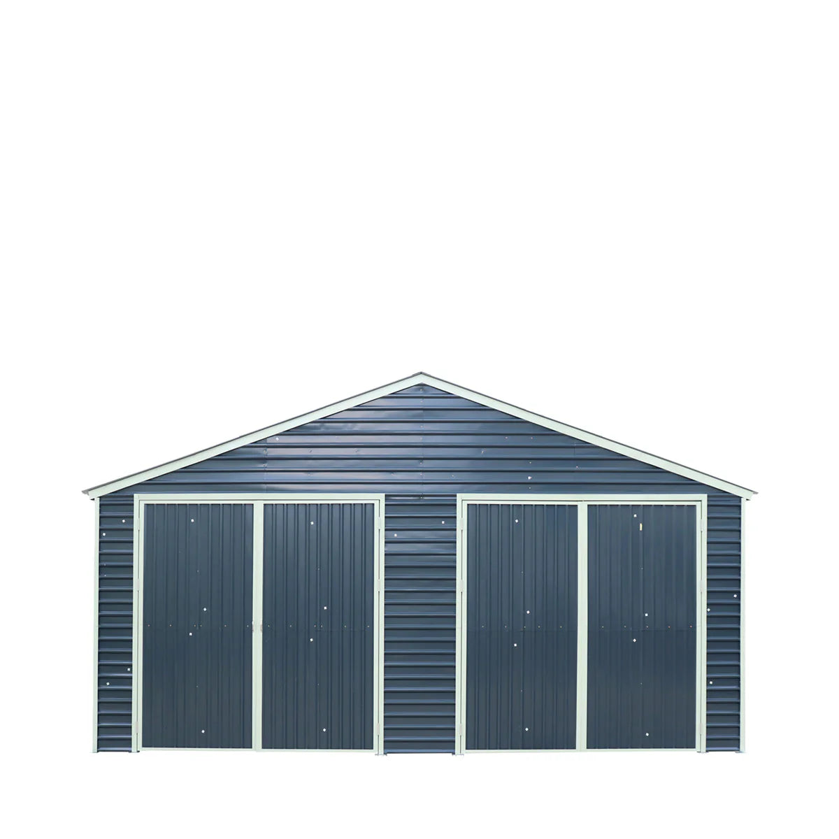 New 26’ x 40’ Metal Garage Shed with 9’ High Double Front Doors, 14’ Peak Height, Side Entry Door, 1040 Sq-Ft Floor Space