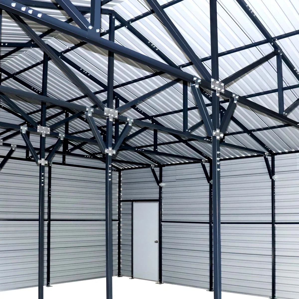 New 26’ x 30’ Metal Garage Shed with 9’ High Double Front Doors, 14’ Peak Height, Side Entry Door, 780 Sq-Ft Floor Space