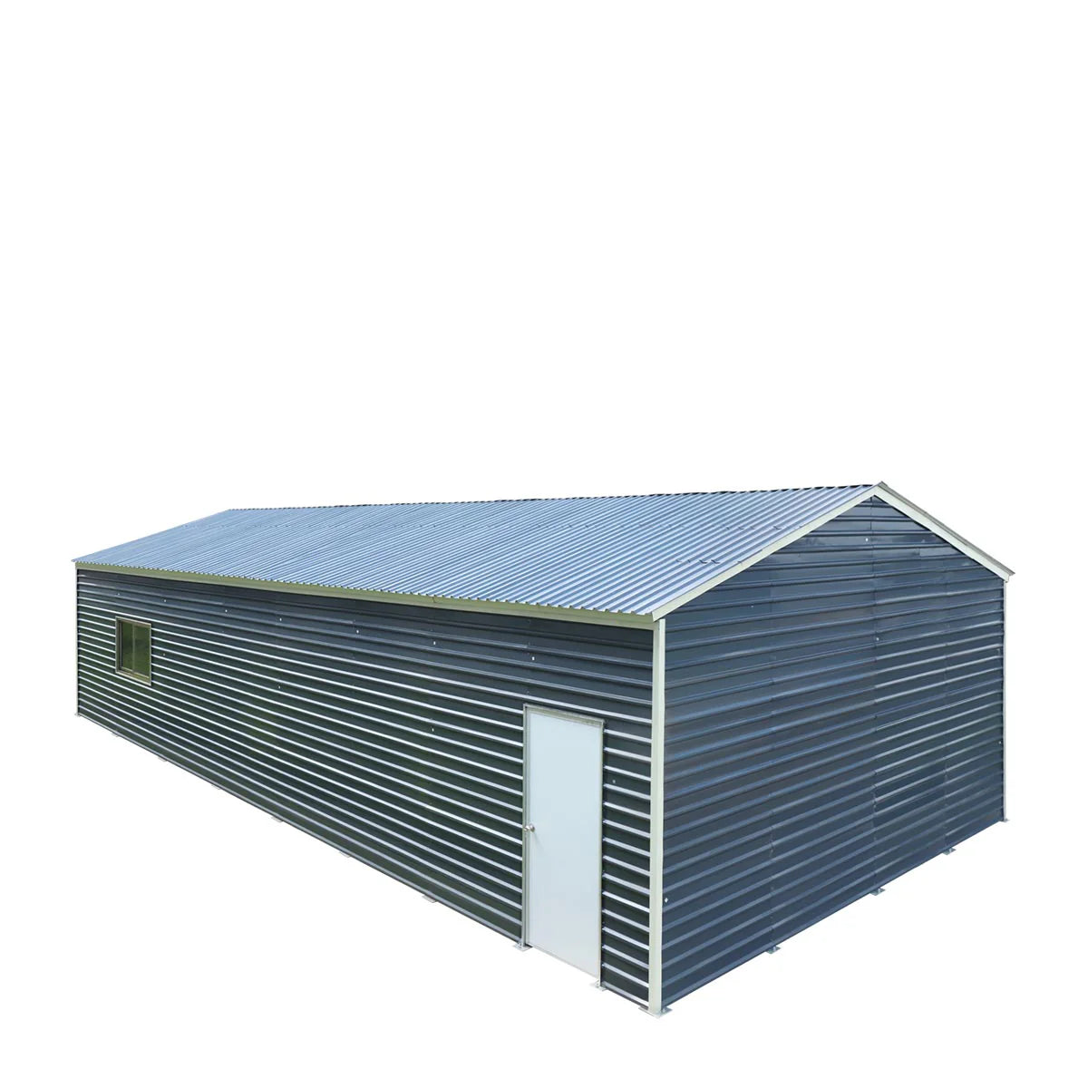 New 26’ x 40’ Metal Garage Shed with 9’ High Double Front Doors, 14’ Peak Height, Side Entry Door, 1040 Sq-Ft Floor Space