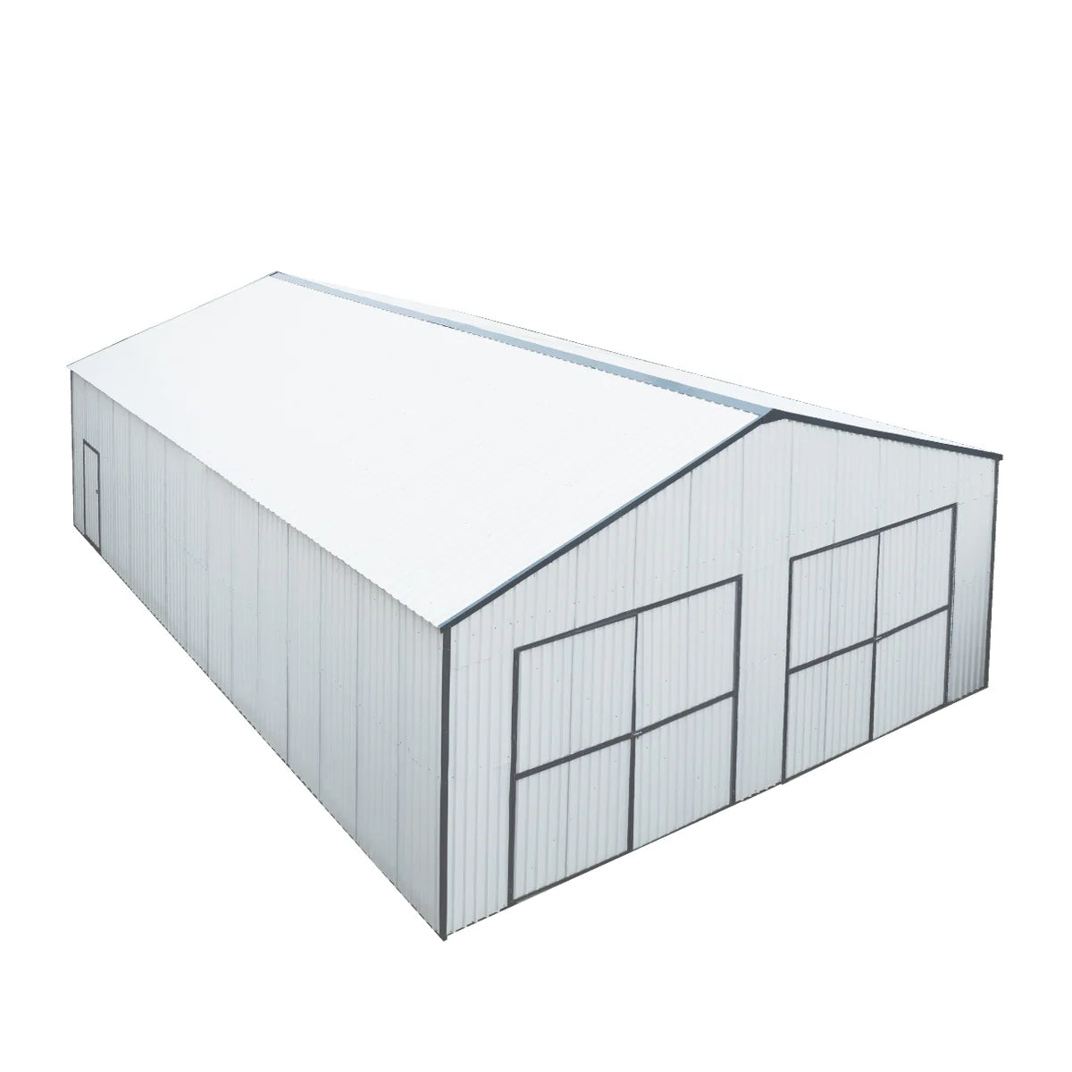 New 30’ x 40’ Metal Garage Shed with 11' High Double Front Doors, 17’ Peak Height, Side Entry Door, 1260 Sq-Ft Floor Space