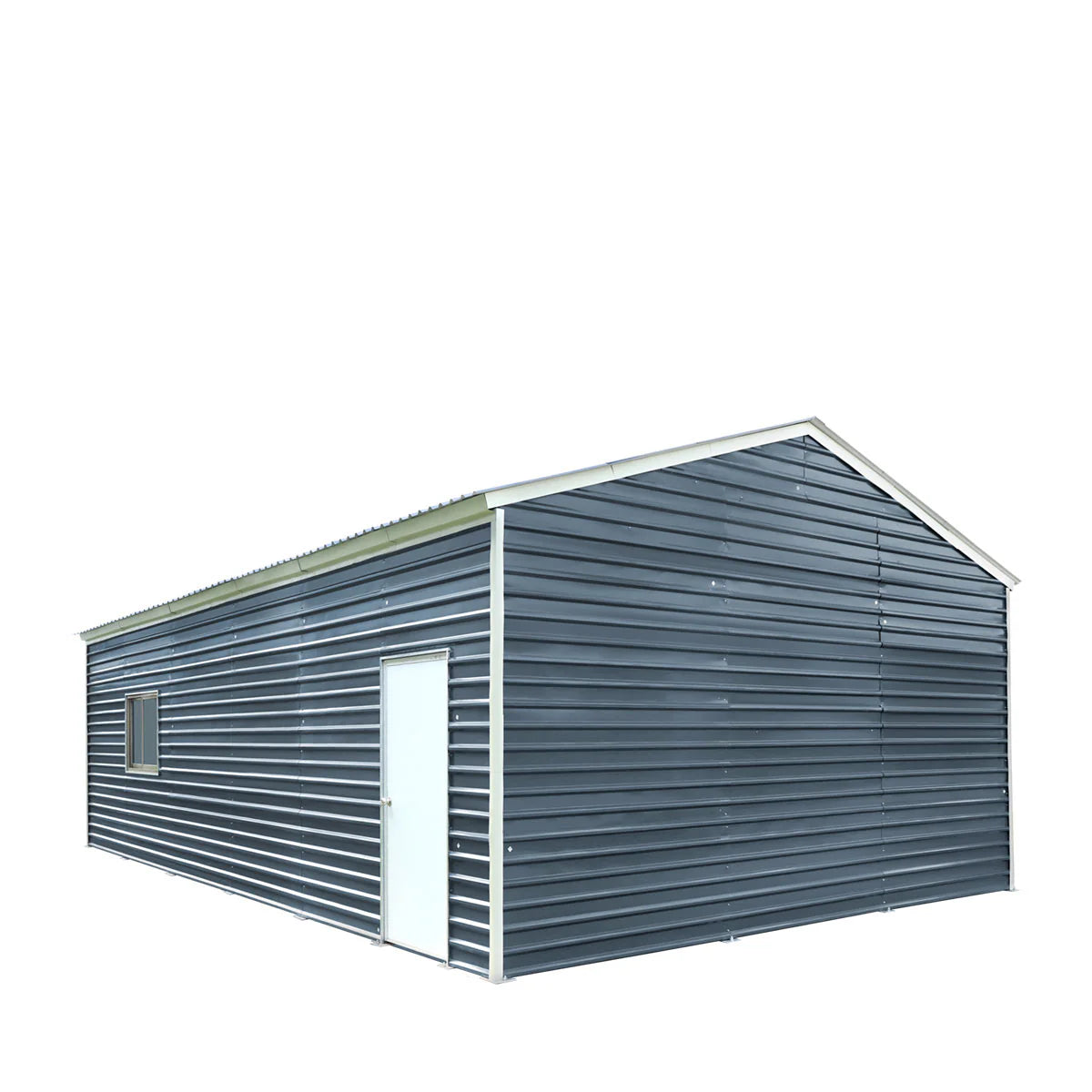 New 20’ x 30’ Metal Garage Shed with 9' High Double Front Doors, 13’ Peak Height, Side Entry Door, 600 Sq-Ft Floor Space