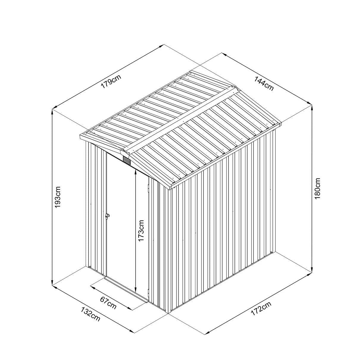 New 5 x 6 FT Apex Roof Metal Shed Pro Series, Galvanized Corrugated Metal, Apex Roof Design, Two air Vents