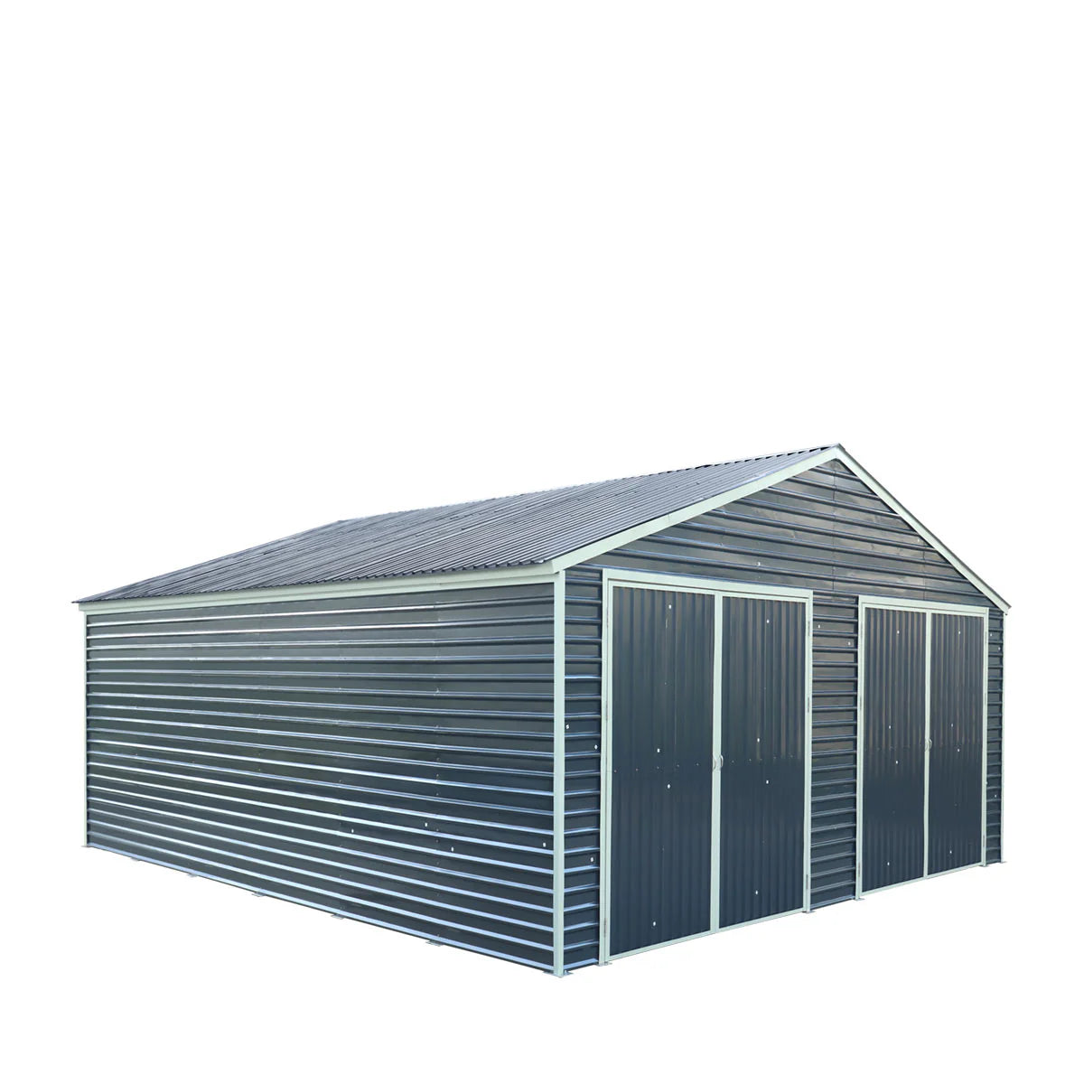 New 26’ x 30’ Metal Garage Shed with 9’ High Double Front Doors, 14’ Peak Height, Side Entry Door, 780 Sq-Ft Floor Space