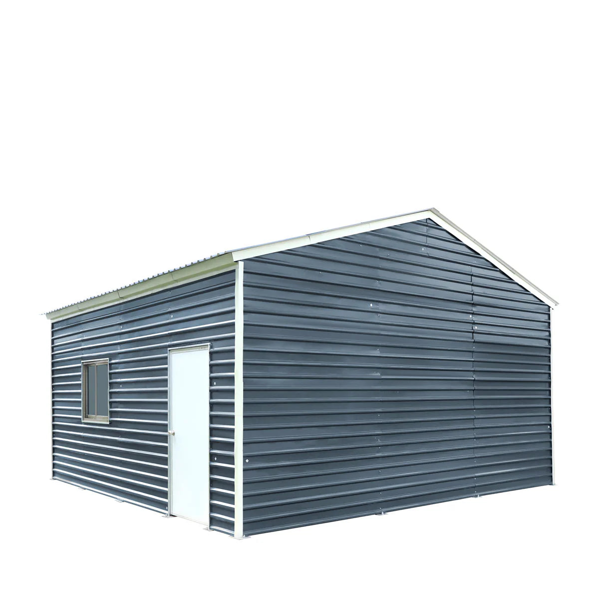 New 20’ x 20’ Metal Garage Shed with 9' High Double Front Doors, 13' Peak Height, Side Entry Door, 400 Sq-Ft Floor Space