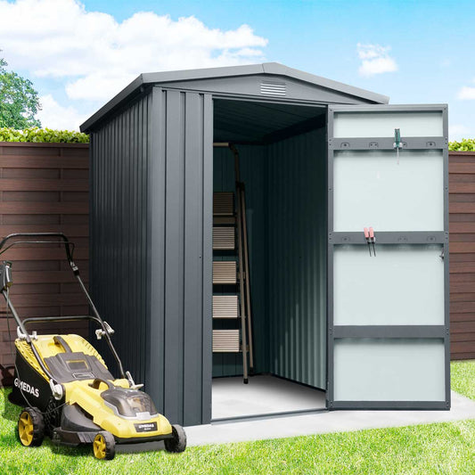 New 5 x 6 FT Apex Roof Metal Shed Pro Series, Galvanized Corrugated Metal, Apex Roof Design, Two air Vents