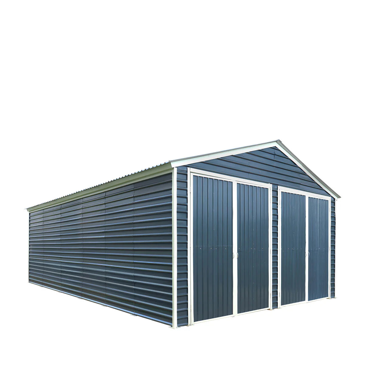 New 20’ x 30’ Metal Garage Shed with 9' High Double Front Doors, 13’ Peak Height, Side Entry Door, 600 Sq-Ft Floor Space