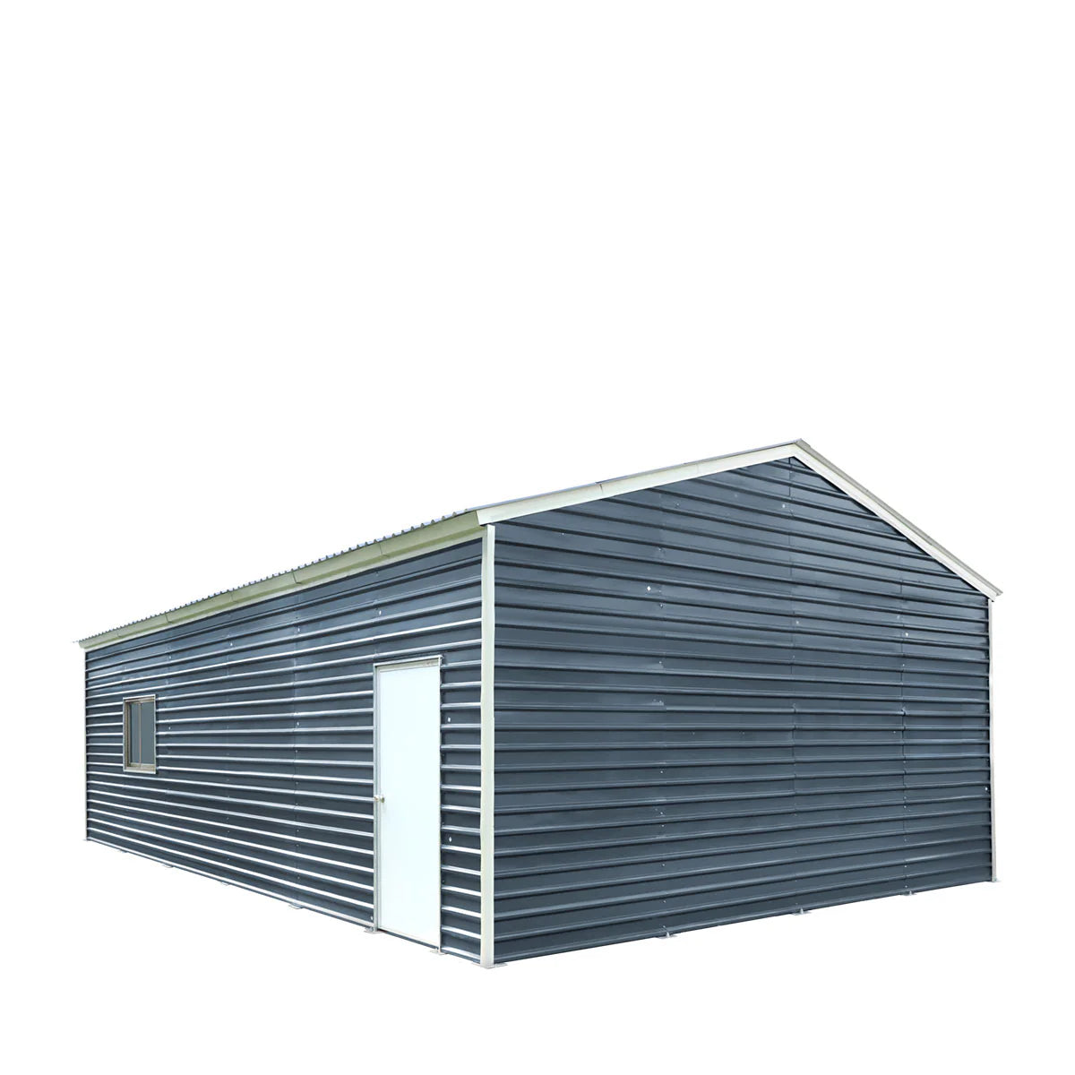 New 26’ x 30’ Metal Garage Shed with 9’ High Double Front Doors, 14’ Peak Height, Side Entry Door, 780 Sq-Ft Floor Space