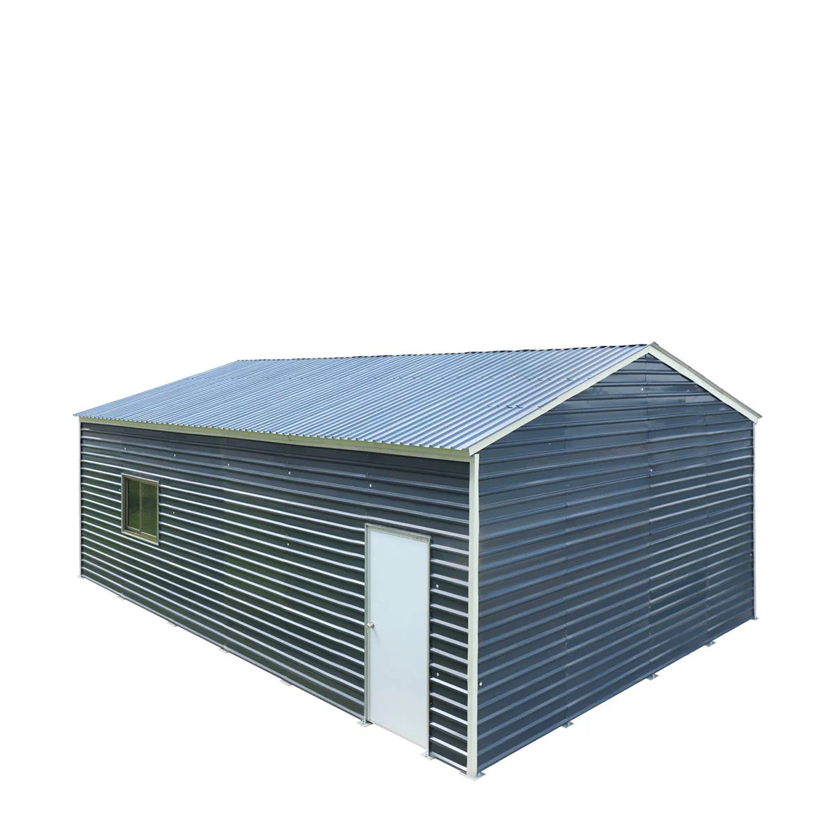 New 26’ x 30’ Metal Garage Shed with 9’ High Double Front Doors, 14’ Peak Height, Side Entry Door, 780 Sq-Ft Floor Space