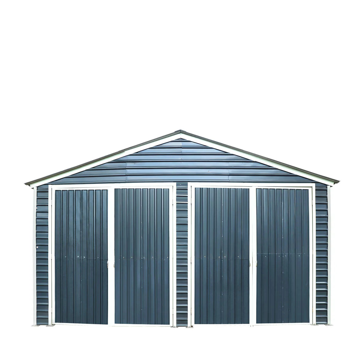 New 20’ x 20’ Metal Garage Shed with 9' High Double Front Doors, 13' Peak Height, Side Entry Door, 400 Sq-Ft Floor Space