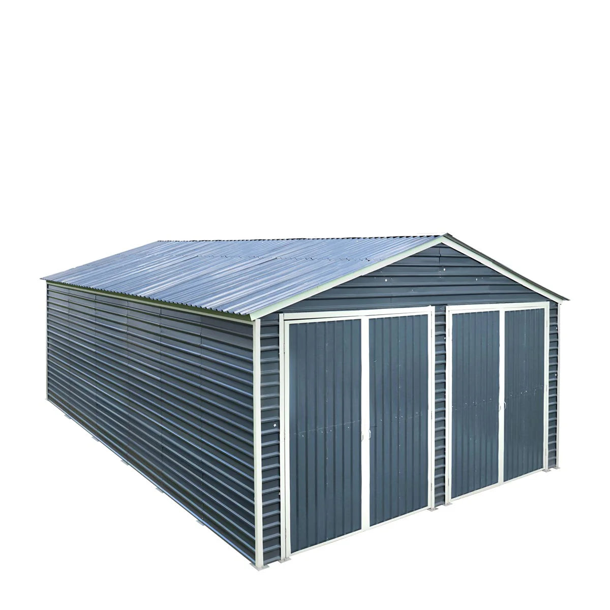 New 20’ x 30’ Metal Garage Shed with 9' High Double Front Doors, 13’ Peak Height, Side Entry Door, 600 Sq-Ft Floor Space