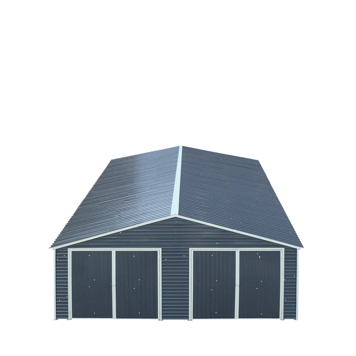 New 26’ x 30’ Metal Garage Shed with 9’ High Double Front Doors, 14’ Peak Height, Side Entry Door, 780 Sq-Ft Floor Space