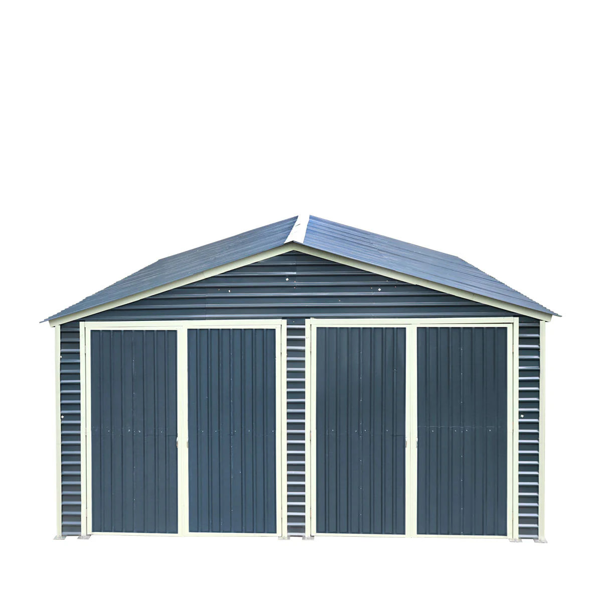 New 20’ x 20’ Metal Garage Shed with 9' High Double Front Doors, 13' Peak Height, Side Entry Door, 400 Sq-Ft Floor Space