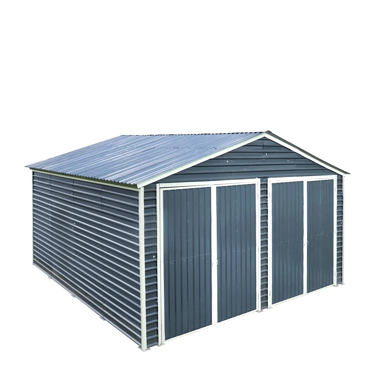 New 20’ x 20’ Metal Garage Shed with 9' High Double Front Doors, 13' Peak Height, Side Entry Door, 400 Sq-Ft Floor Space