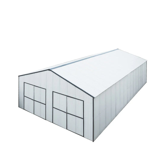 New 30’ x 40’ Metal Garage Shed with 11' High Double Front Doors, 17’ Peak Height, Side Entry Door, 1260 Sq-Ft Floor Space