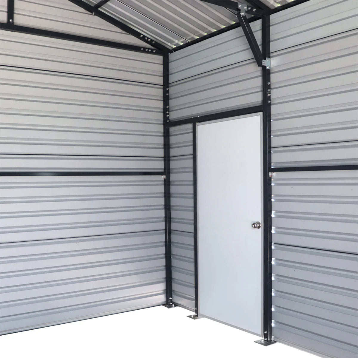 New 20’ x 20’ Metal Garage Shed with 9' High Double Front Doors, 13' Peak Height, Side Entry Door, 400 Sq-Ft Floor Space