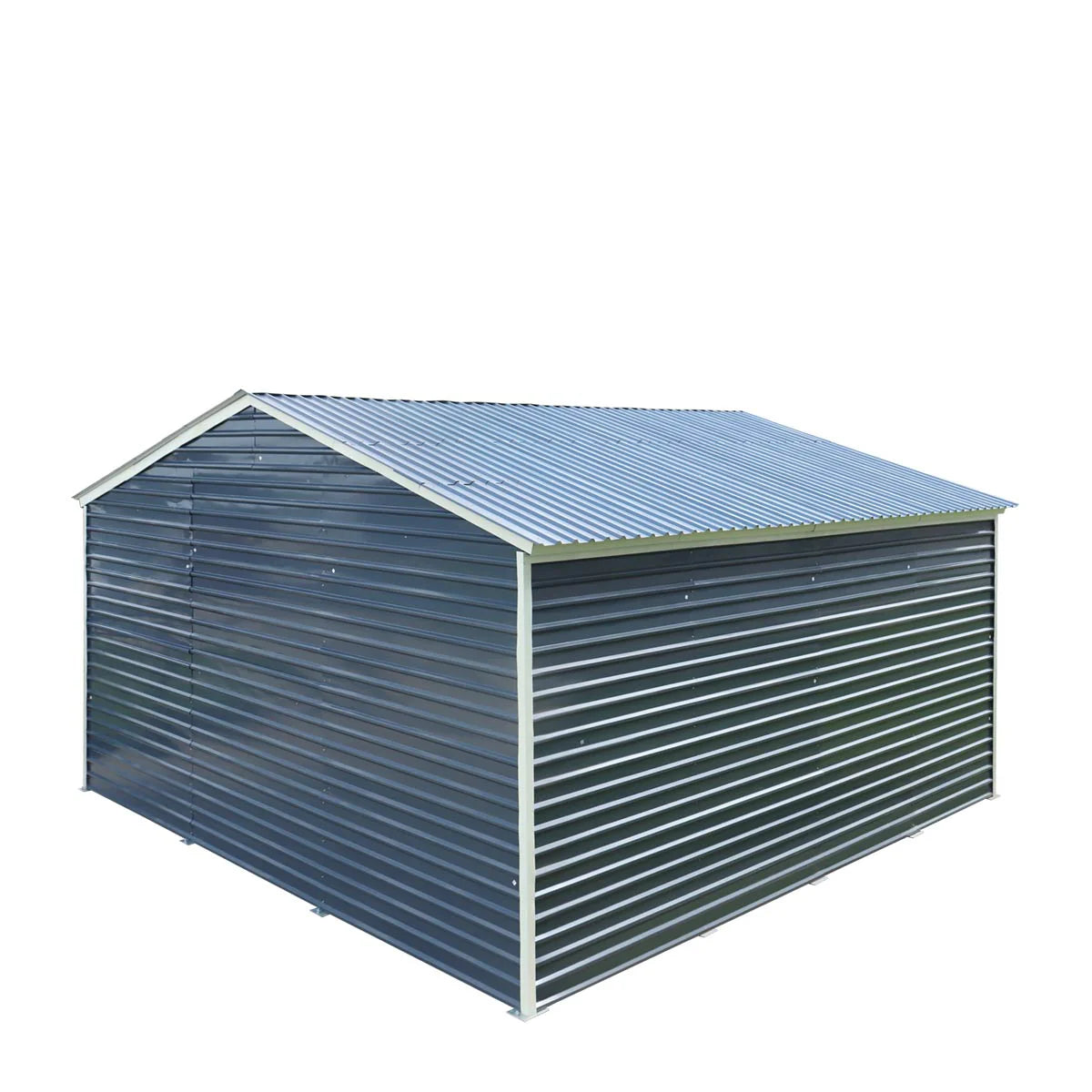 New 20’ x 20’ Metal Garage Shed with 9' High Double Front Doors, 13' Peak Height, Side Entry Door, 400 Sq-Ft Floor Space