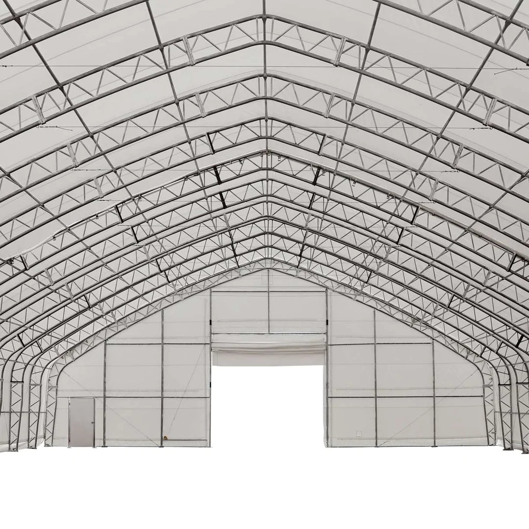 New Pro Series 70' Wide Dual Truss Storage Shelter with Heavy Duty 32 oz PVC Cover & Drive Through Doors ( Lengths Available 80’ 100’ 120’ and 150’ )