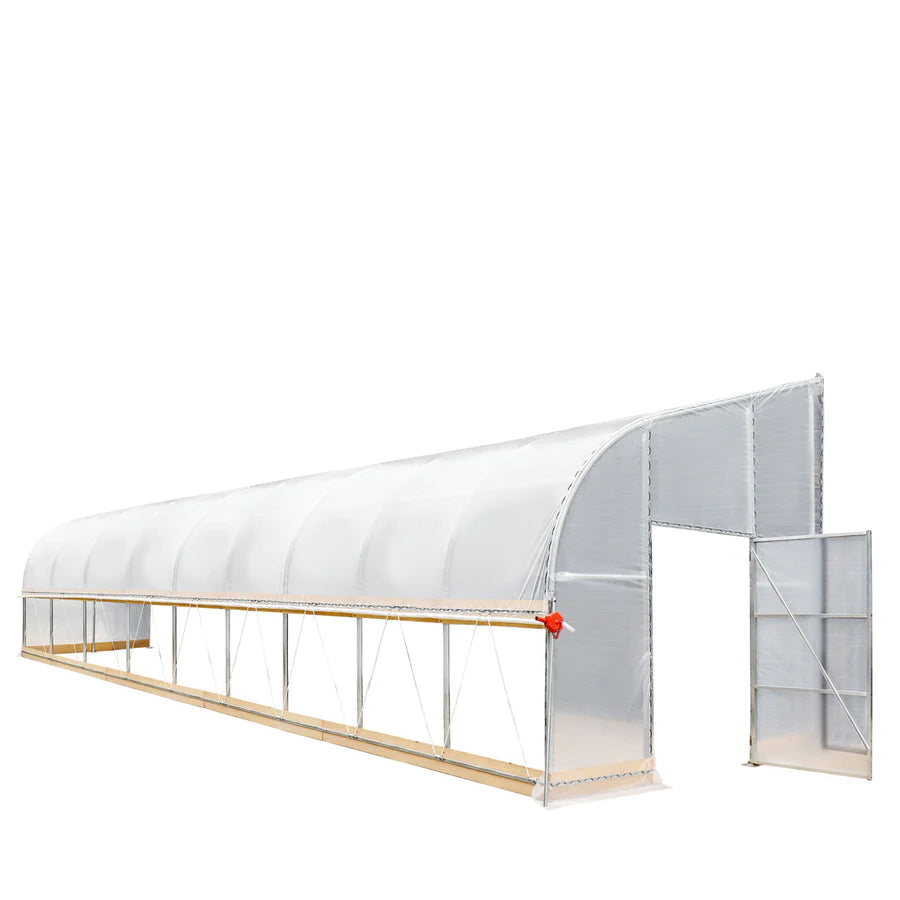 New 10’ x 40’ Lean-To Greenhouse Grow Tent w/6 Mil Clear EVA Plastic Film, Cold Frame, Hand Crank Roll-Up Side, 6-½’ Sidewall