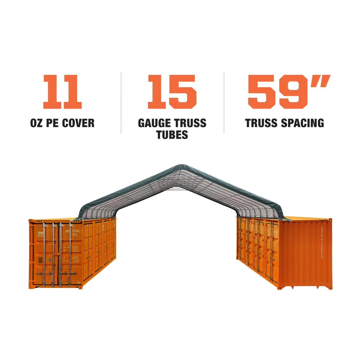 New 30' x 40' Peaked Roof Container Shelter with 11 oz PE Tarpaulin