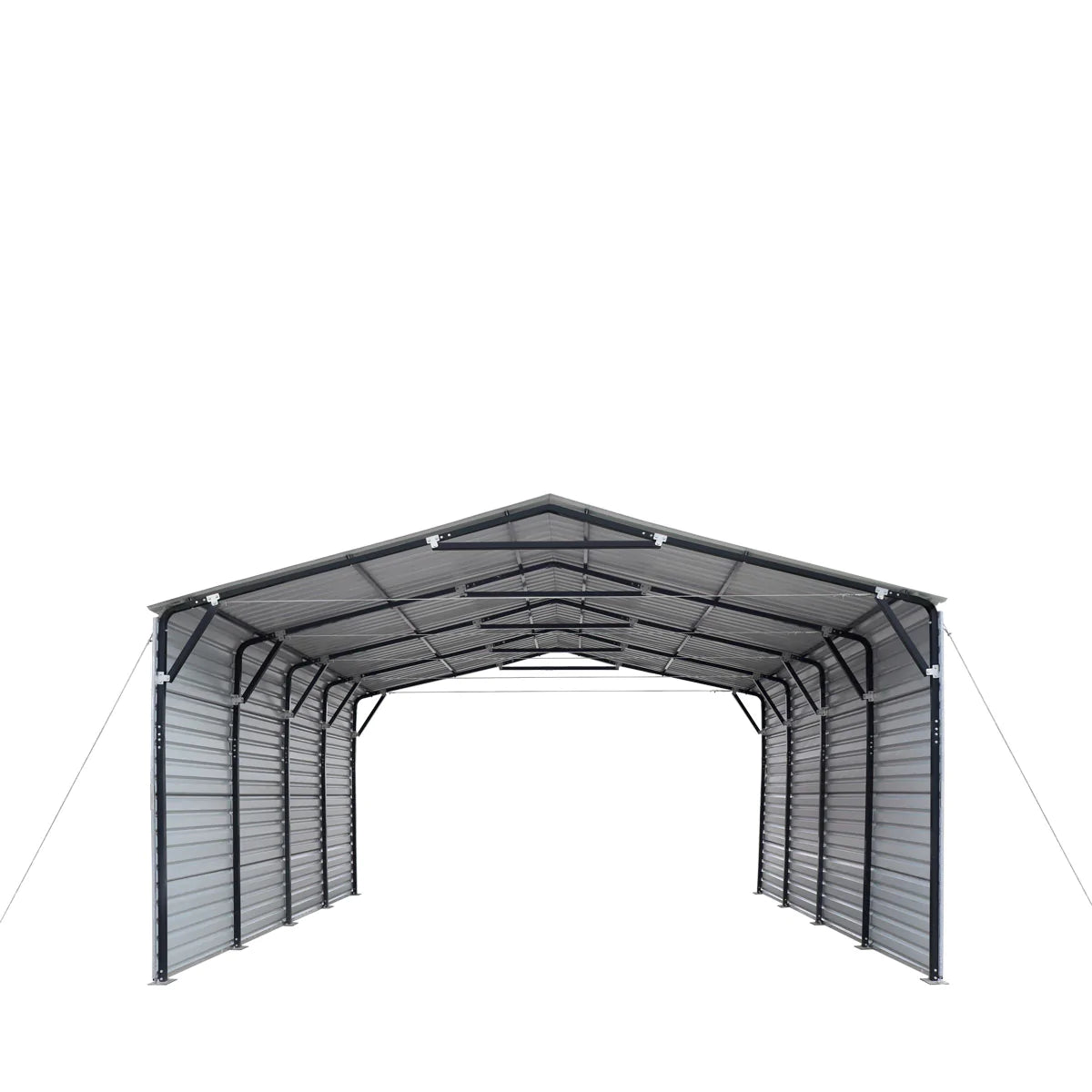 New 20’ x 20’ Metal Shed Carport, 10’ Enclosed Sidewalls, 400 Sq-Ft, 27 GA Corrugated Panels