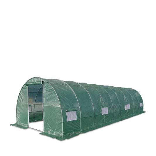 New 10’ x 30’ Tunnel Greenhouse Grow Tent w/Ripstop Leno Cover, Cold Frame, Roll-Up Mesh Windows, Round Top Roof