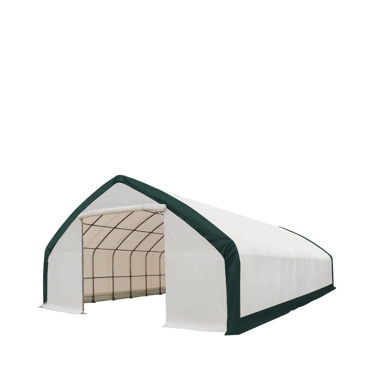 New 30' x 70' Straight Wall Peak Ceiling Storage Shelter with Heavy Duty 11 oz PE Cover & Drive Through Doors,