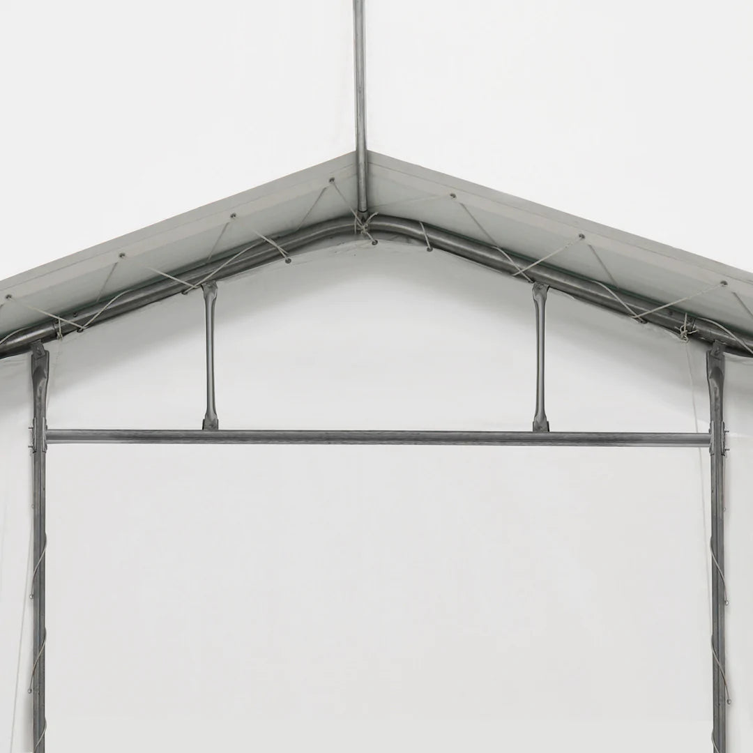 New 40' x 60' Peak Ceiling Storage Shelter, Single Truss, 11oz PE Cover, 13' W x 16' H Wide Open Door on Two End Walls